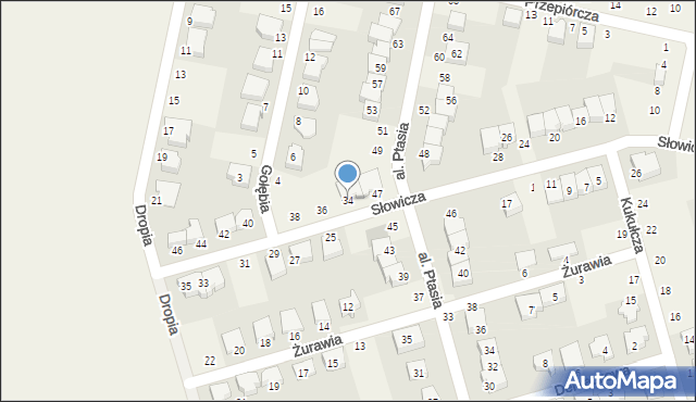 Przeźmierowo, Słowicza, 34, mapa Przeźmierowo