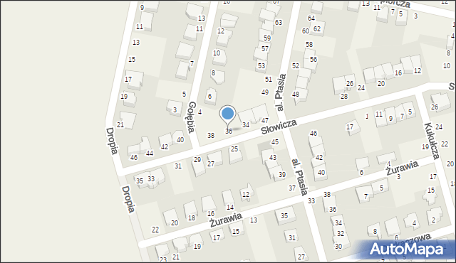 Przeźmierowo, Słowicza, 36, mapa Przeźmierowo