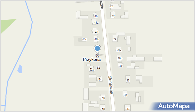 Przykona, Słoneczna, 50, mapa Przykona