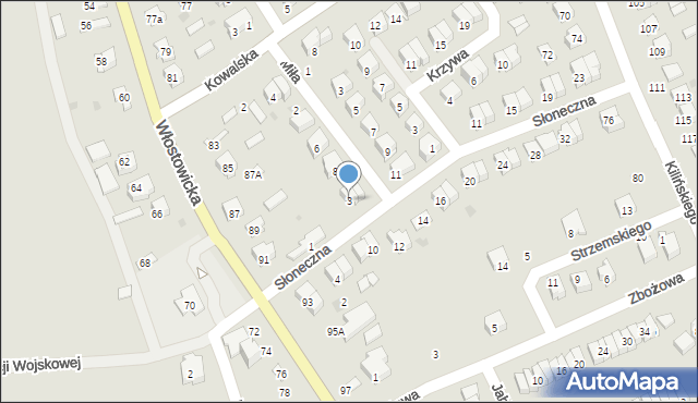 Puławy, Słoneczna, 3, mapa Puław