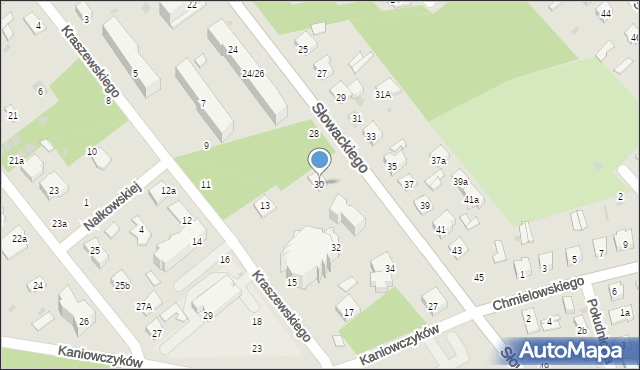 Puławy, Słowackiego Juliusza, 30, mapa Puław