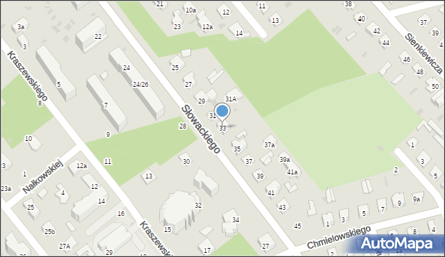 Puławy, Słowackiego Juliusza, 33, mapa Puław