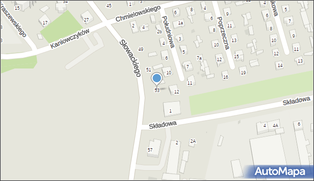 Puławy, Słowackiego Juliusza, 53, mapa Puław