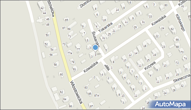 Puławy, Ślusarska, 1, mapa Puław