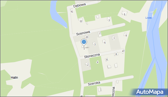 Puste Łąki, Słoneczna, 1, mapa Puste Łąki