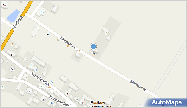 Pustków Wilczkowski, Słoneczna, 7a, mapa Pustków Wilczkowski