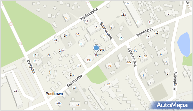 Pustkowo, Słoneczna, 19, mapa Pustkowo