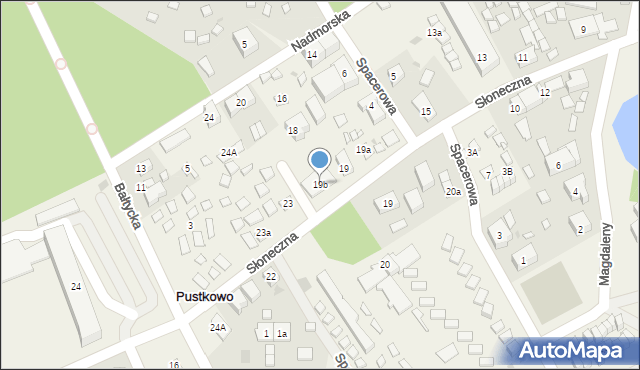 Pustkowo, Słoneczna, 19b, mapa Pustkowo