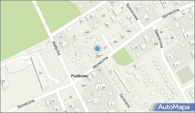 Pustkowo, Słoneczna, 23a, mapa Pustkowo