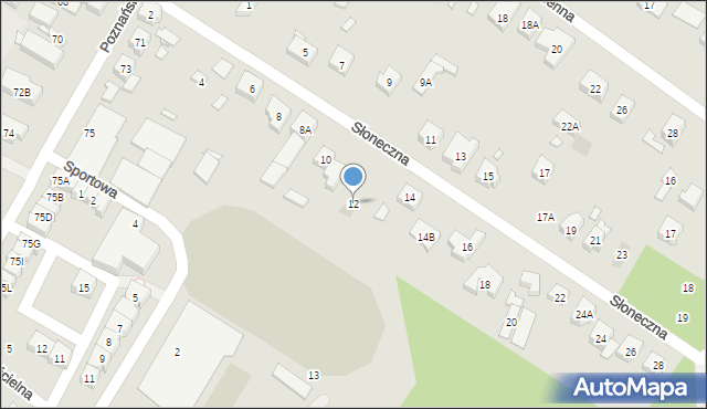 Puszczykowo, Słoneczna, 12, mapa Puszczykowo