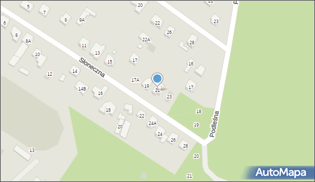 Puszczykowo, Słoneczna, 21, mapa Puszczykowo