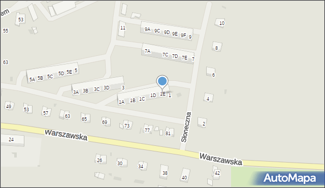 Pyrzyce, Słoneczna, 1E, mapa Pyrzyce