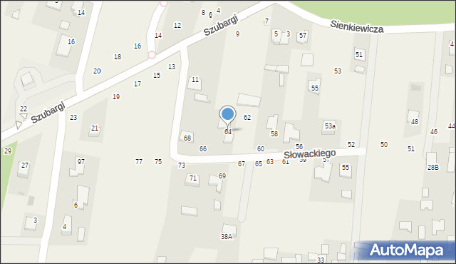 Pysznica, Słowackiego Juliusza, 64, mapa Pysznica