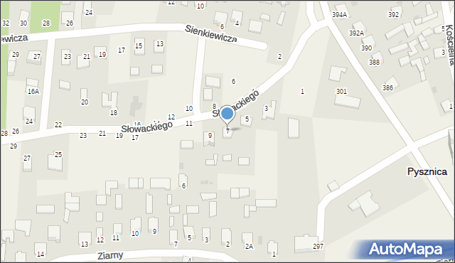 Pysznica, Słowackiego Juliusza, 7, mapa Pysznica