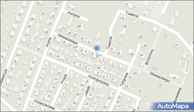 Pyzdry, Słowackiego Juliusza, 12, mapa Pyzdry