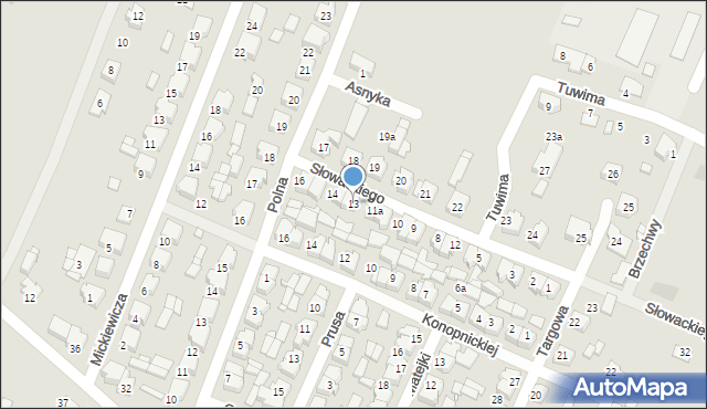 Pyzdry, Słowackiego Juliusza, 13, mapa Pyzdry