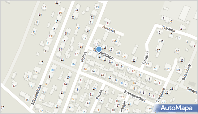 Pyzdry, Słowackiego Juliusza, 14, mapa Pyzdry