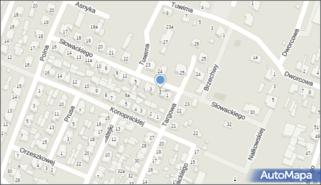 Pyzdry, Słowackiego Juliusza, 2, mapa Pyzdry