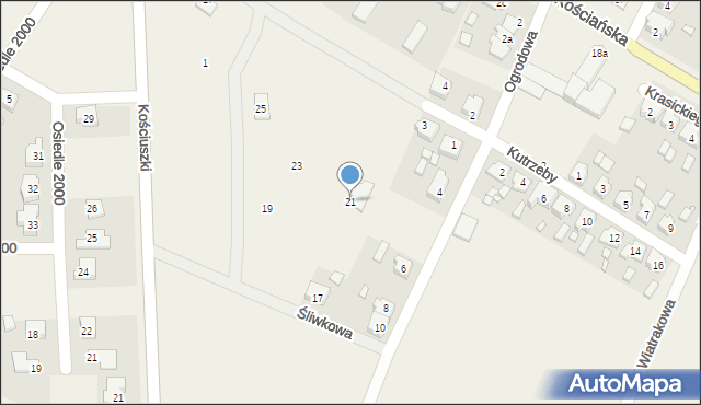 Racot, Śliwkowa, 21, mapa Racot