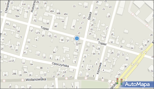 Radom, Śliska, 11, mapa Radomia