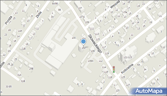 Radom, Słowackiego Juliusza, 102, mapa Radomia