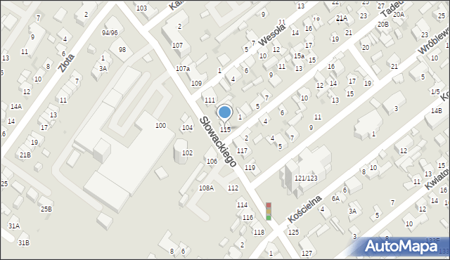 Radom, Słowackiego Juliusza, 115, mapa Radomia