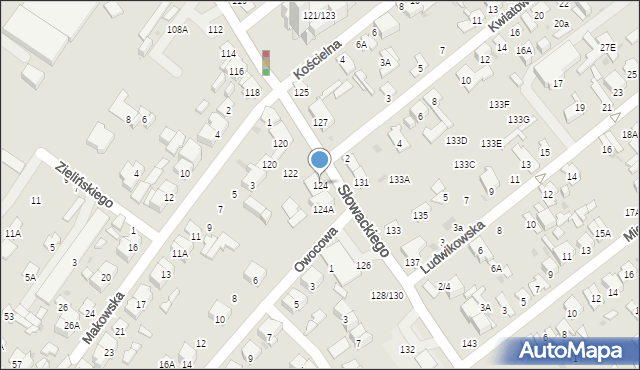 Radom, Słowackiego Juliusza, 124, mapa Radomia