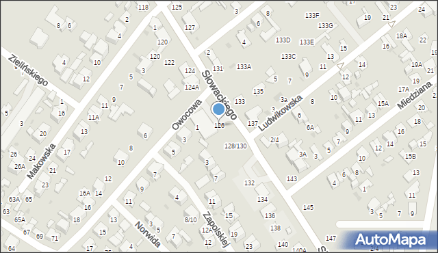 Radom, Słowackiego Juliusza, 126, mapa Radomia