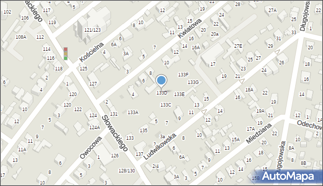 Radom, Słowackiego Juliusza, 133D, mapa Radomia