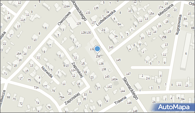 Radom, Słowackiego Juliusza, 134, mapa Radomia