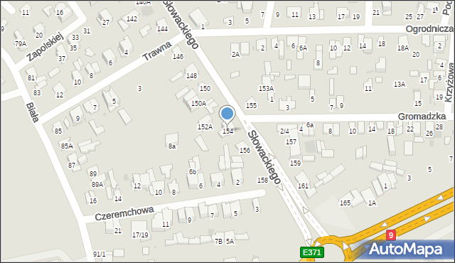 Radom, Słowackiego Juliusza, 154, mapa Radomia