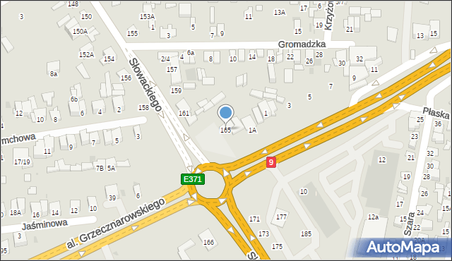 Radom, Słowackiego Juliusza, 165, mapa Radomia