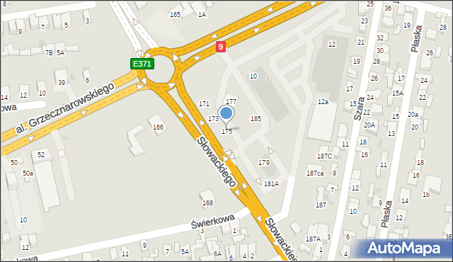 Radom, Słowackiego Juliusza, 175, mapa Radomia