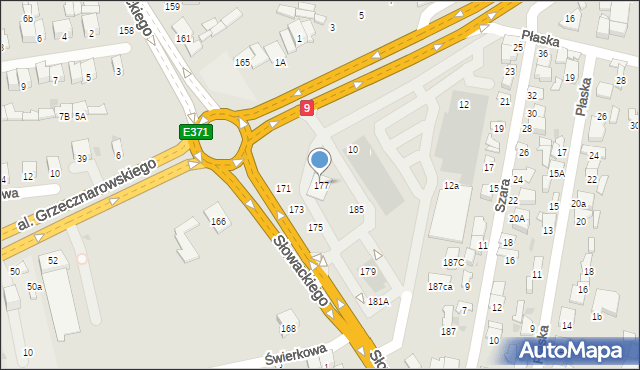 Radom, Słowackiego Juliusza, 177, mapa Radomia