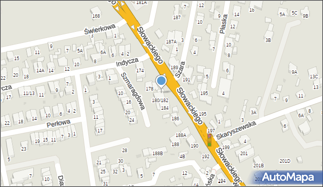 Radom, Słowackiego Juliusza, 180A, mapa Radomia