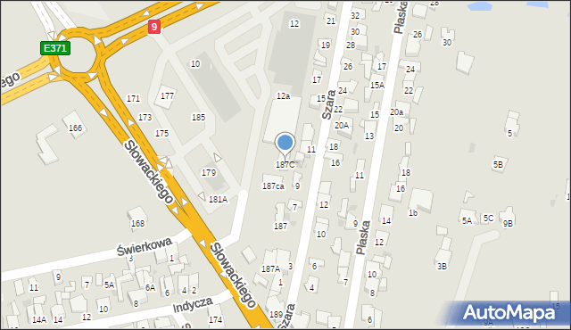 Radom, Słowackiego Juliusza, 187C, mapa Radomia