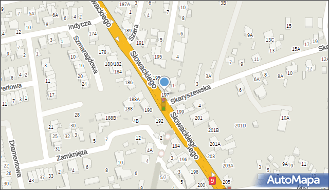 Radom, Słowackiego Juliusza, 197, mapa Radomia