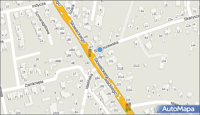 Radom, Słowackiego Juliusza, 199, mapa Radomia