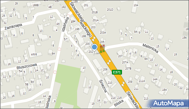 Radom, Słowackiego Juliusza, 204, mapa Radomia