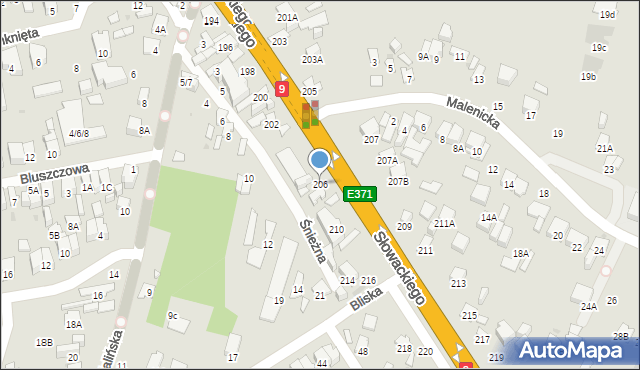 Radom, Słowackiego Juliusza, 206, mapa Radomia