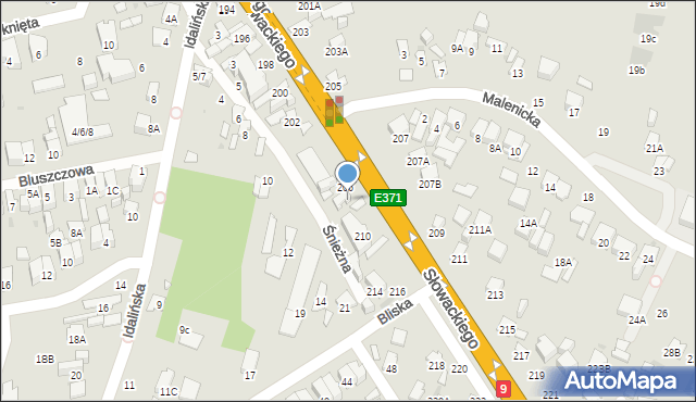 Radom, Słowackiego Juliusza, 208, mapa Radomia