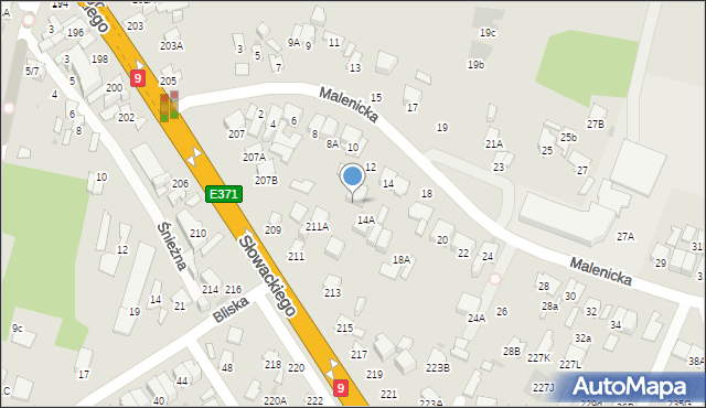 Radom, Słowackiego Juliusza, 211c, mapa Radomia