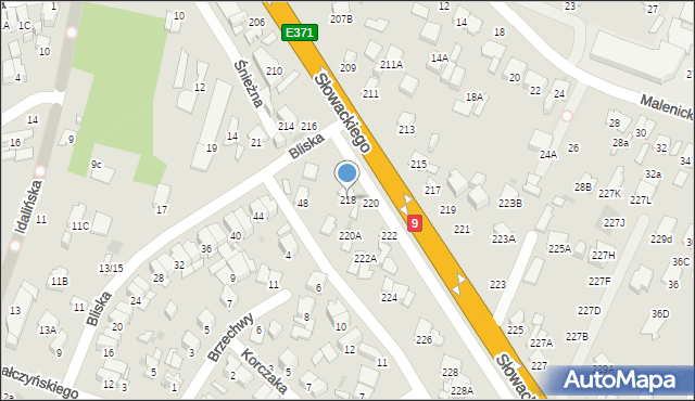 Radom, Słowackiego Juliusza, 218, mapa Radomia