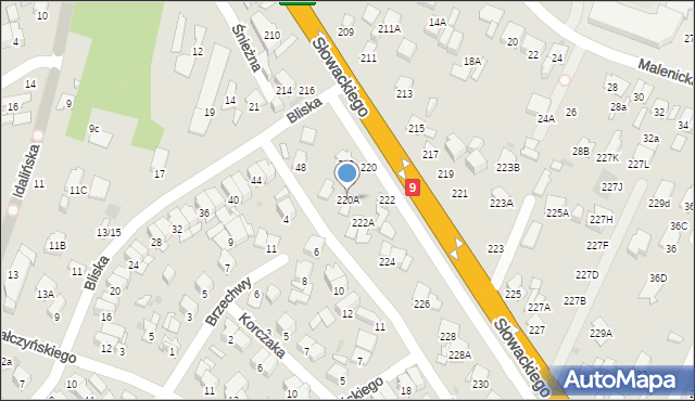 Radom, Słowackiego Juliusza, 220A, mapa Radomia