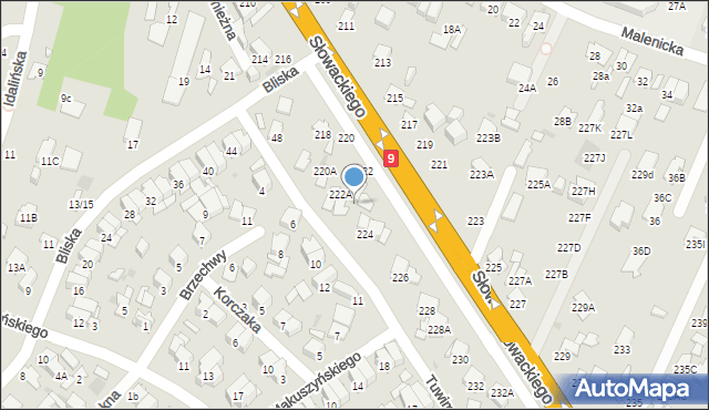 Radom, Słowackiego Juliusza, 222B, mapa Radomia
