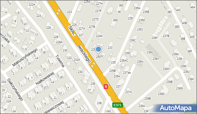 Radom, Słowackiego Juliusza, 231, mapa Radomia