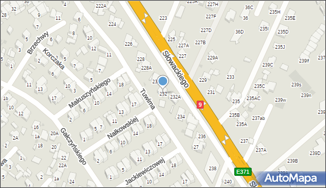 Radom, Słowackiego Juliusza, 232, mapa Radomia