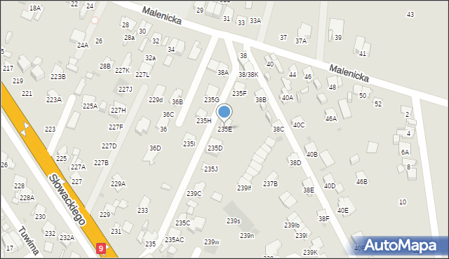 Radom, Słowackiego Juliusza, 235E, mapa Radomia