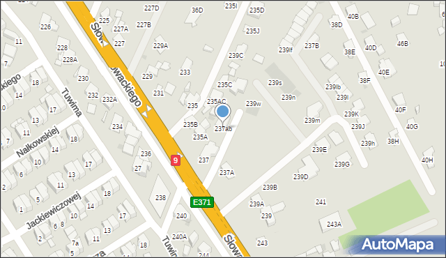 Radom, Słowackiego Juliusza, 237ab, mapa Radomia