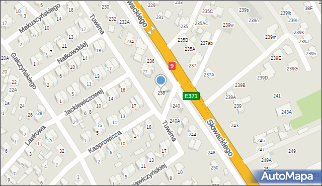 Radom, Słowackiego Juliusza, 238, mapa Radomia